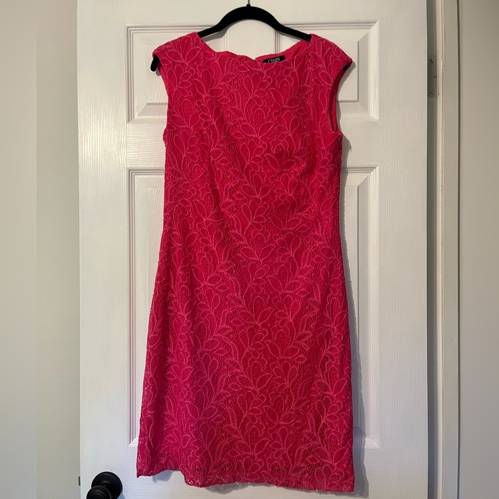 Chaps Pink Lace Dress